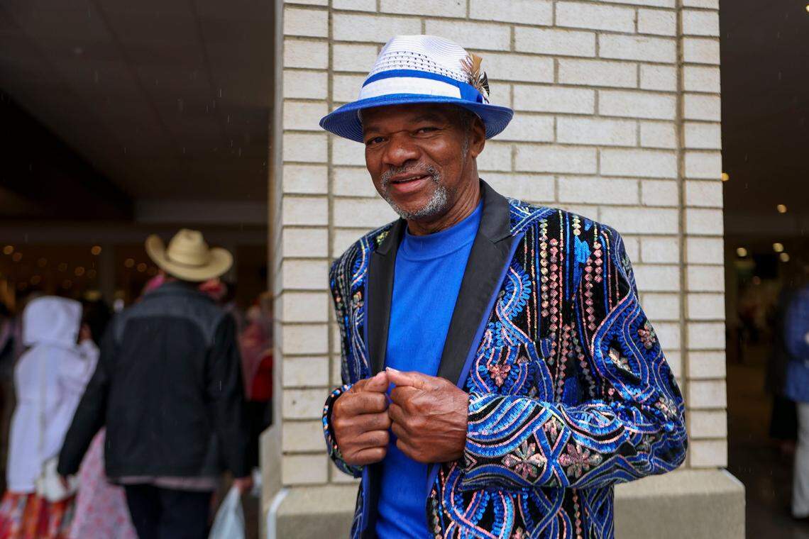 Willie Bennett in a sequined suit jacket during Kentucky Derby 151 at Churchill Downs May 3, 2025.&nbsp;&nbsp;