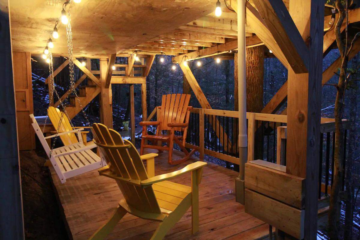 A view of the patio at The Lions Lair. Photos are courtesy of the Airbnb community.