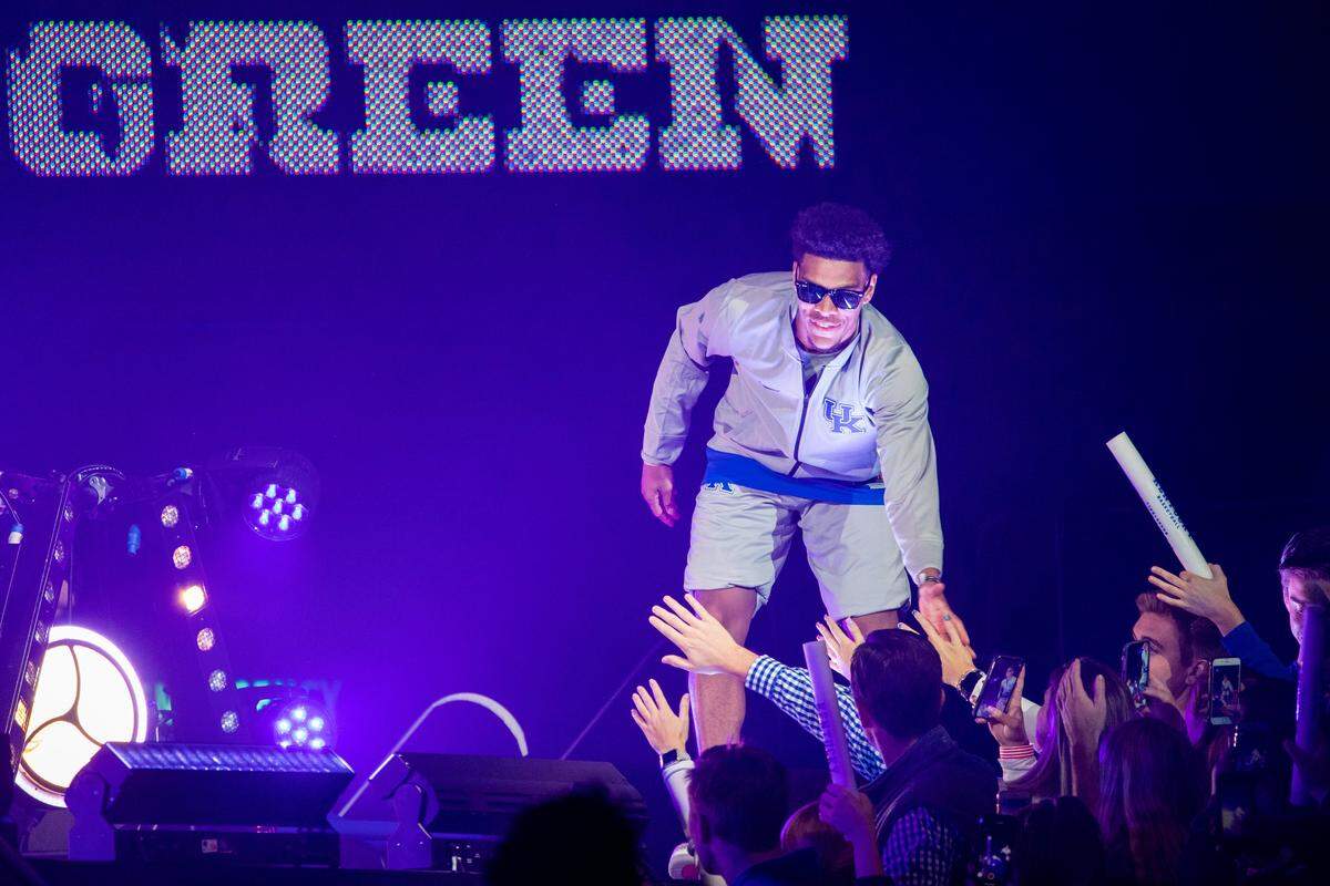 Quade Green greeted fans during Kentucky’s Big Blue Madness celebration before this season.