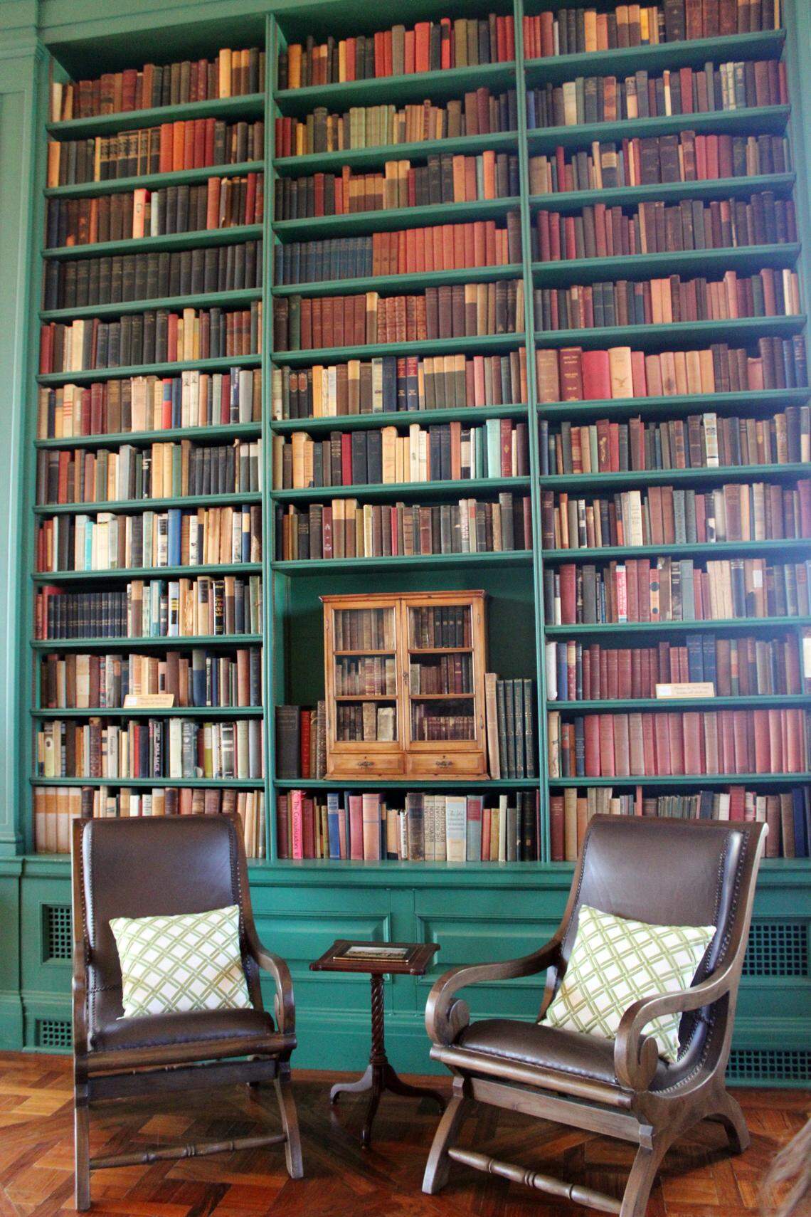 Oxmoor Bourbon Company’s home tour ends with the ornate library with its elegant décor and 10,000-volume book collection.