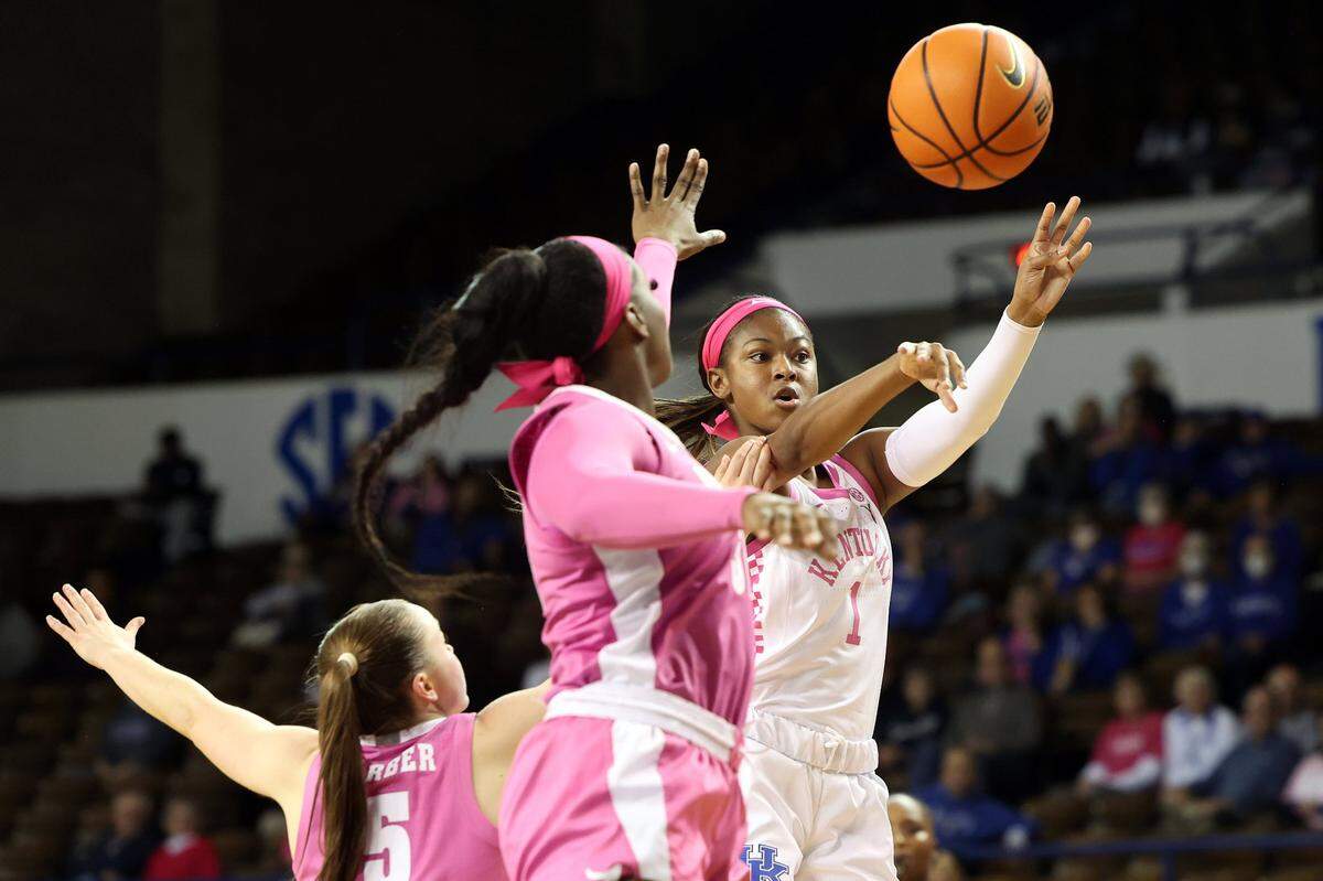 Robyn Benton (1) is Kentucky’s leading scorer this season at 17.1 points per game. Will she lead UK to a postseason tournament? Everything rides on the Wildcats’ final four regular season games.