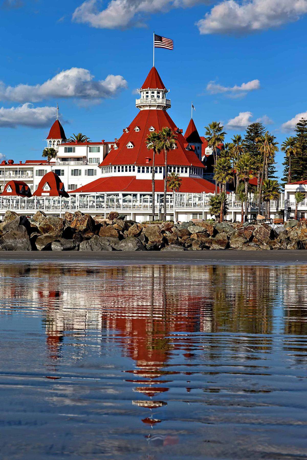 The San Diego Del Coronado Hotel has an iconic red-domed cupola. Locals refer to it as the “Del.”