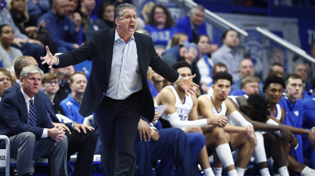 John Calipari coached during Kentucky’s game against Mount St. Mary’s in Rupp Arena on Friday night.