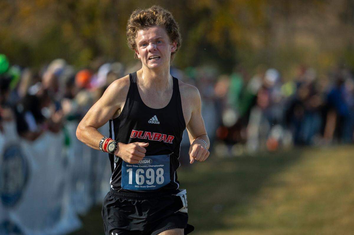 Paul Laurence Dunbar’s Noah Mathews finished second in the boys’ Class 3A state cross country championships in Paris on Saturday.