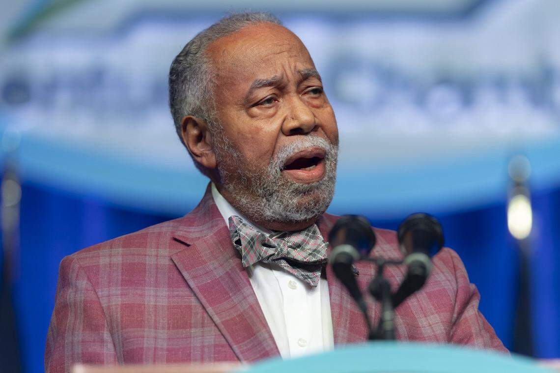 State Senate Minority Floor Leader Gerald Neal, D-Louisville, speaks during the 31st Annual Kentucky Chamber Day Dinner at the Central Bank Center in Lexington, Ky., on Thursday, Jan. 8. 2026.