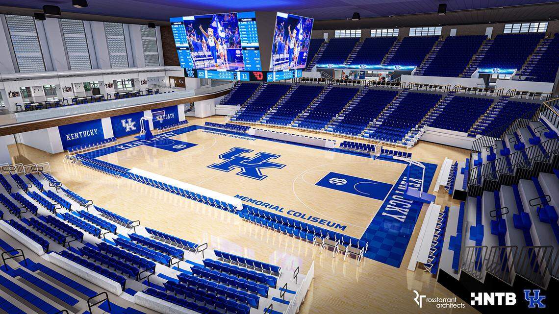 A rendering released by UK shows the layout for basketball games in the renovated Memorial Coliseum starting in 2024-25.