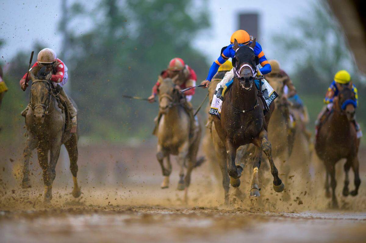 Jockey Junior Alvarado booted Sovereignty home to win the 2025 Kentucky Derby.