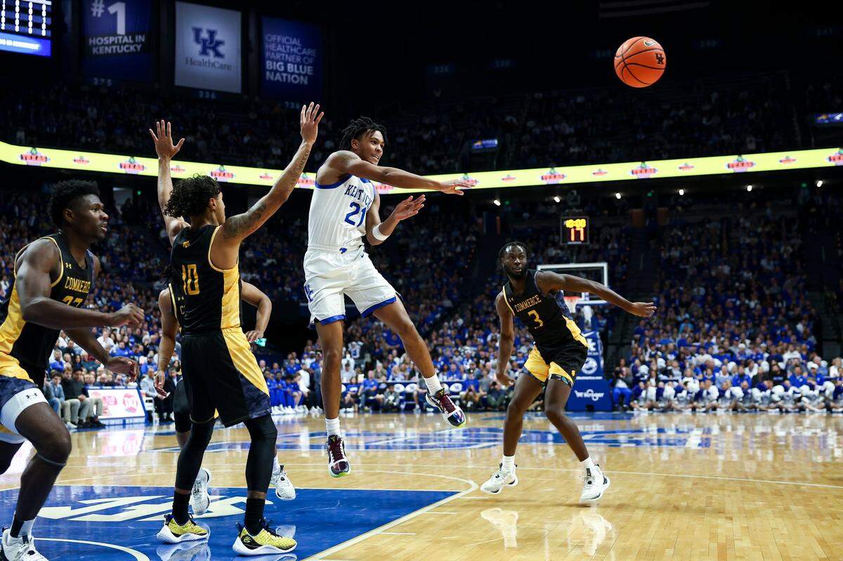 Kentucky freshman D.J. Wagner finished Friday night’s win with 11 points and three assists.
