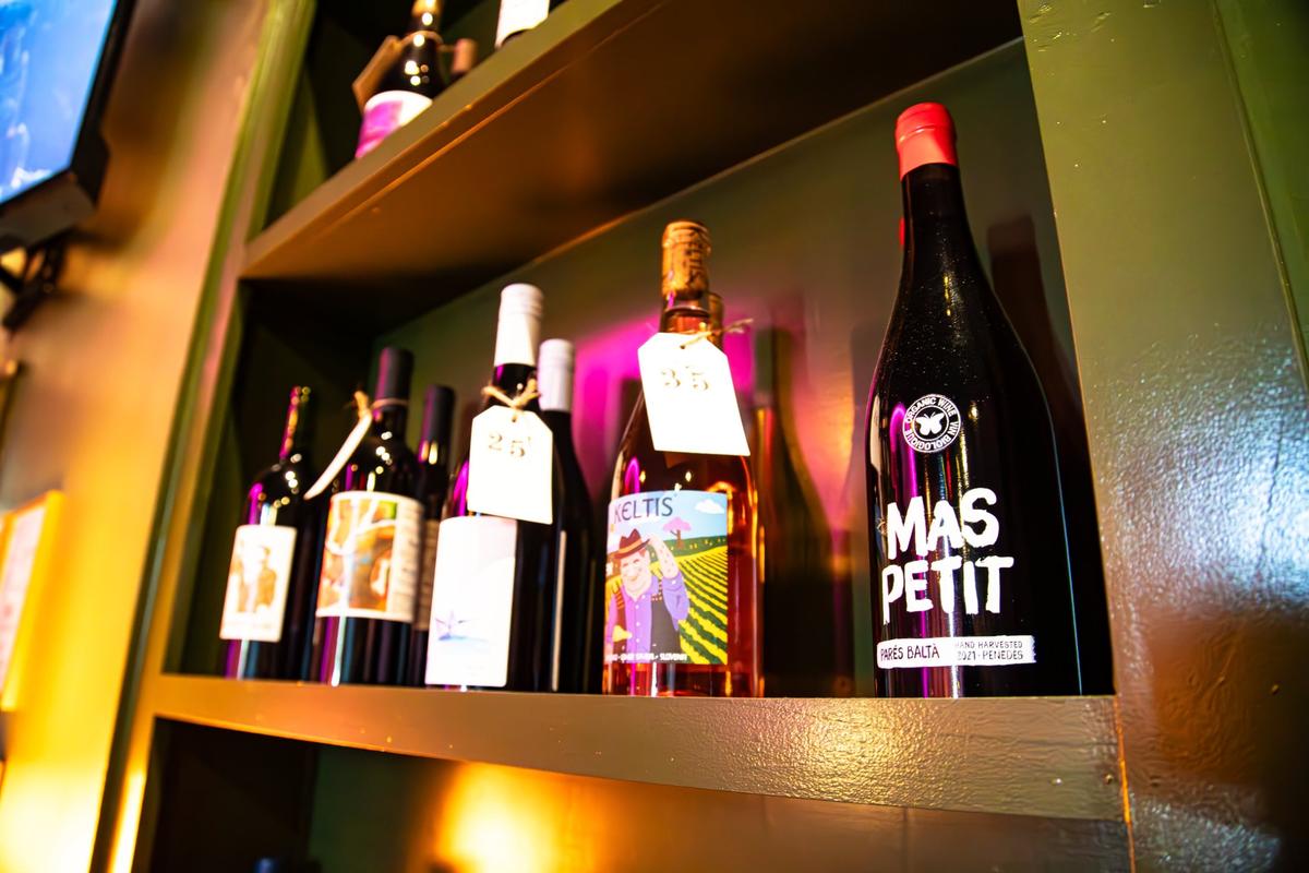 Exotic wines from global distributors are sold by the bottle at the new speakeasy located inside District 7 Social in Lexington’s Distillery District called Book Club Wine Room at 1170 Manchester St #160 on May 23, 2025, in Lexington, Ky.
