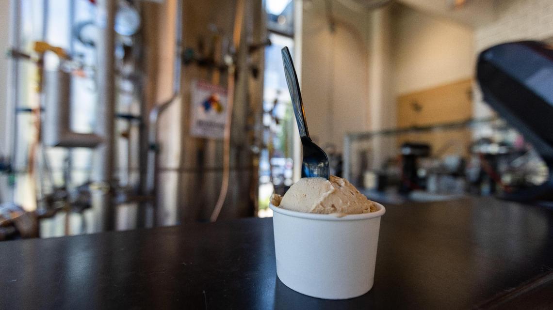Coffee flavored ice cream from Buzzed Bull Creamery within Summit at Fritz Farm, which uses liquid nitrogen to make its ice cream. The dessert spot, known for alcoholic treats, has closed.