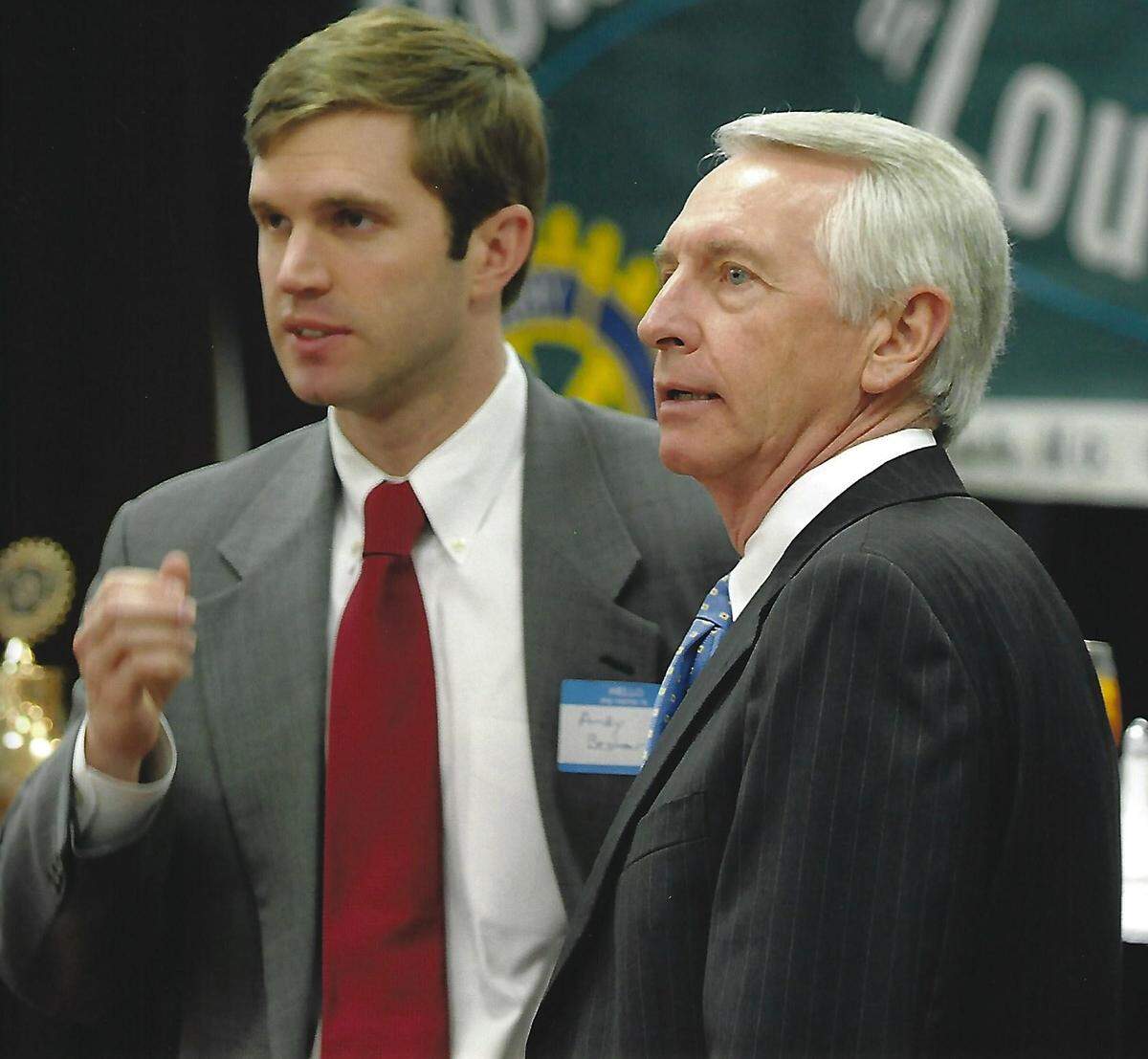 Gov. Steve Beshear in 2008 at a Louisville event with his son, Andy, who then was a lawyer in Louisville.