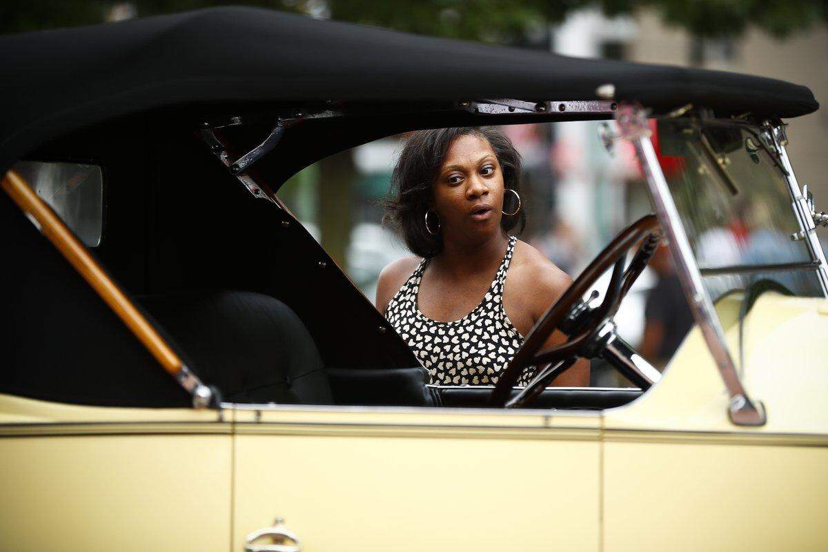 Hundreds of people gather in downtown Lexington, Ky., Friday, June 21, 2019, for the Maserati Mingle.