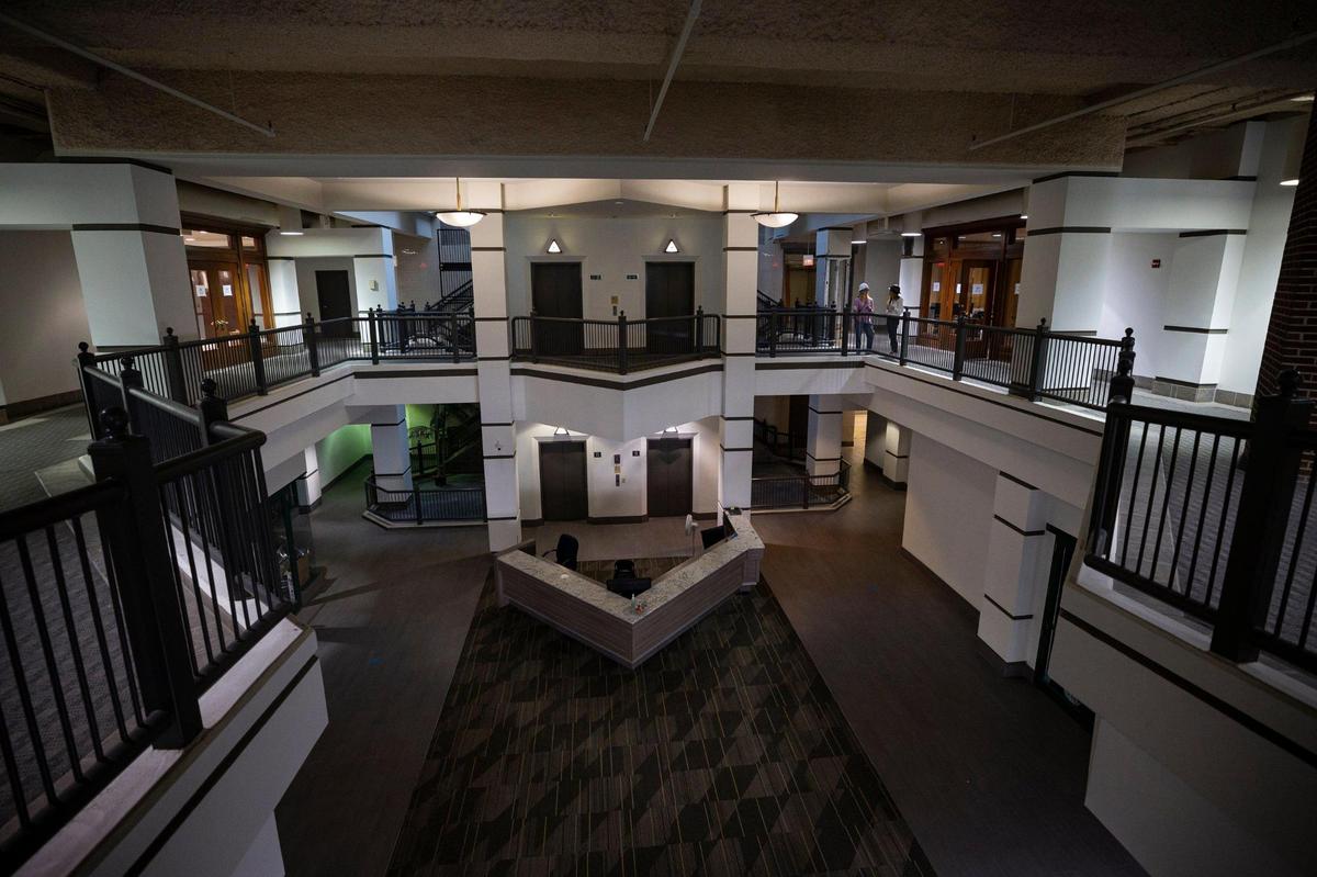 Mostly completed lobby and second floor of the building on Friday, June 20, 2025, at 325 Main Street in Lexington, Ky.