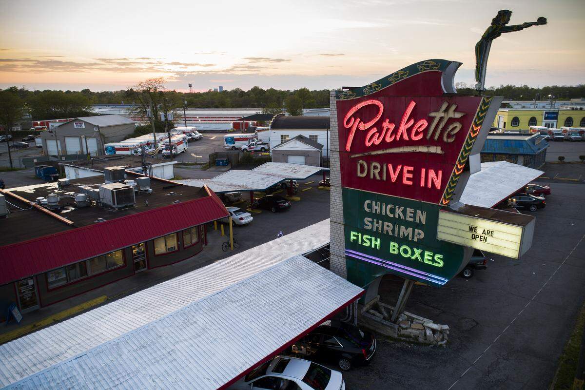 The Parkette Drive-In restaurant on Lexington’s New Circle Road In Lexington, Ky., Saturday, May 2, 2020. The Parkette first opened in 1951 when New Circle Road was still dirt and was re-opened by Jeff & Randy Kaplan March 2009.