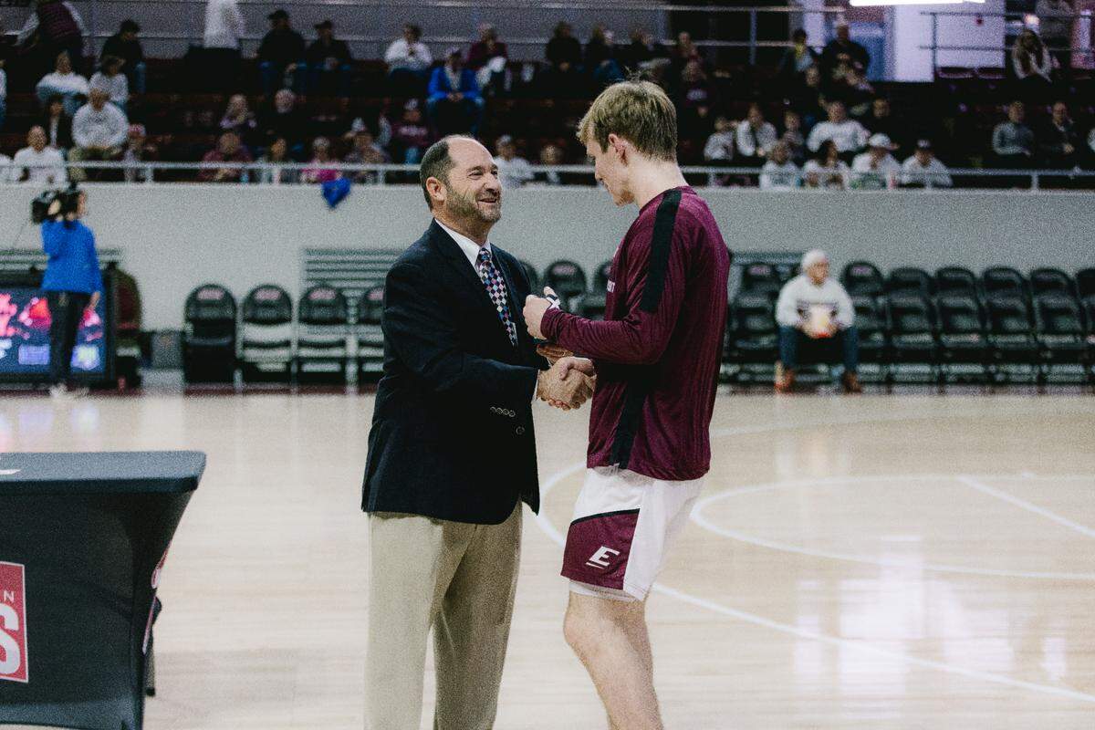 In the rapidly changing college sports landscape, the priority for Eastern Kentucky University athletics director Kyle Moats, left, is for schools at the Colonels’ level to continue to have opportunities to compete against Power Four conference teams such as Kentucky and Louisville. “Our kids love playing in those games. It gives them an opportunity to play in front of 50, 60, 70,000 (fans), and they love that. They love that opportunity.”