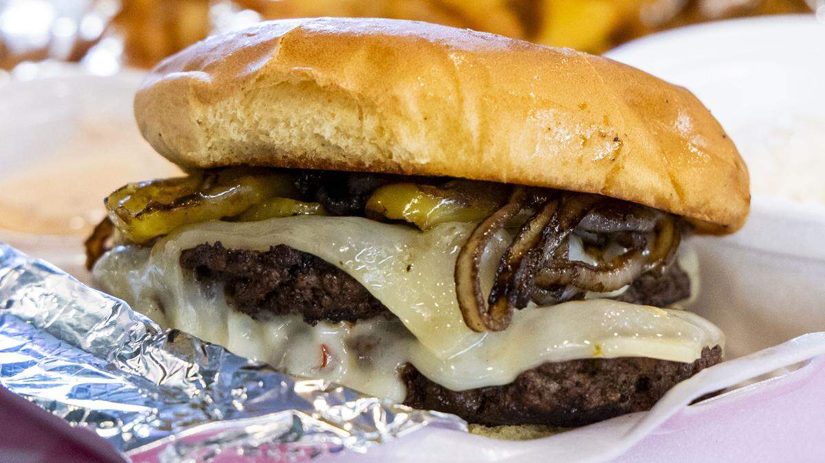 A popular burger at The Drive-In Diner is The Big Screen. It’s made with two hand-pressed 8 oz. patties, pepper jack cheese, grilled onions and banana peppers for $12. All dishes come with one side item such as french fries, green beans, deviled eggs and hand-sliced onion rings. 