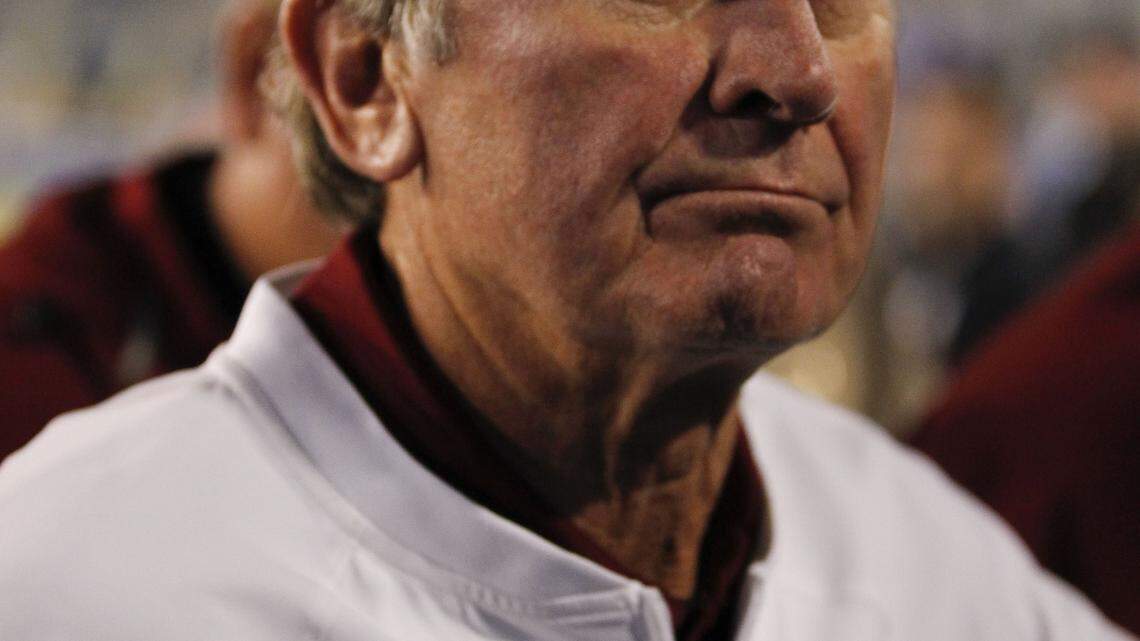 South Carolina coach Steve Spurrier looked at fans trying to provoke him during the Gamecocks' win Saturday night at Kentucky. Photo by Mark Cornelison | Staff