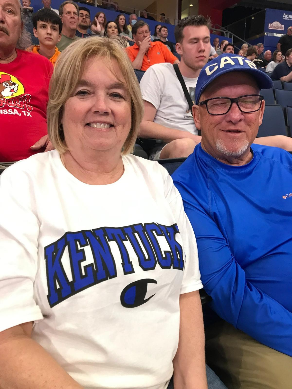 Longtime Kentucky fans Cheryl and Tracy Jackson watched the action on the first day of the SEC Tournament at Amalie Arena in Tampa, Fla., on Wednesday. The Jacksons said they’ve been attending the event since Tubby Smith was UK’s coach.