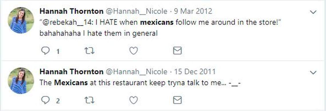 A tweet posted by Hannah Thornton, a former McConnell staffer who was featured in an ad attacking Democratic Candidate Amy McGrath.