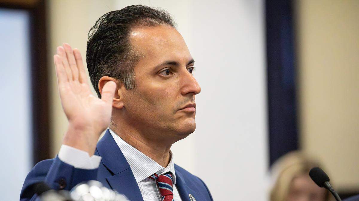 Louisville Democratic Rep. Daniel Grossberg at a Kentucky Legislative Ethics Commission hearing Feb. 2. Grossberg agreed to a settlement and a public reprimand for violating the state ethics code.