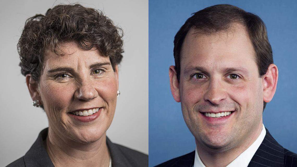 Amy McGrath, the Democratic candidate for Congress in Kentucky's 6th Congressional District, and U.S. Rep. Andy Barr, R-Lexington.