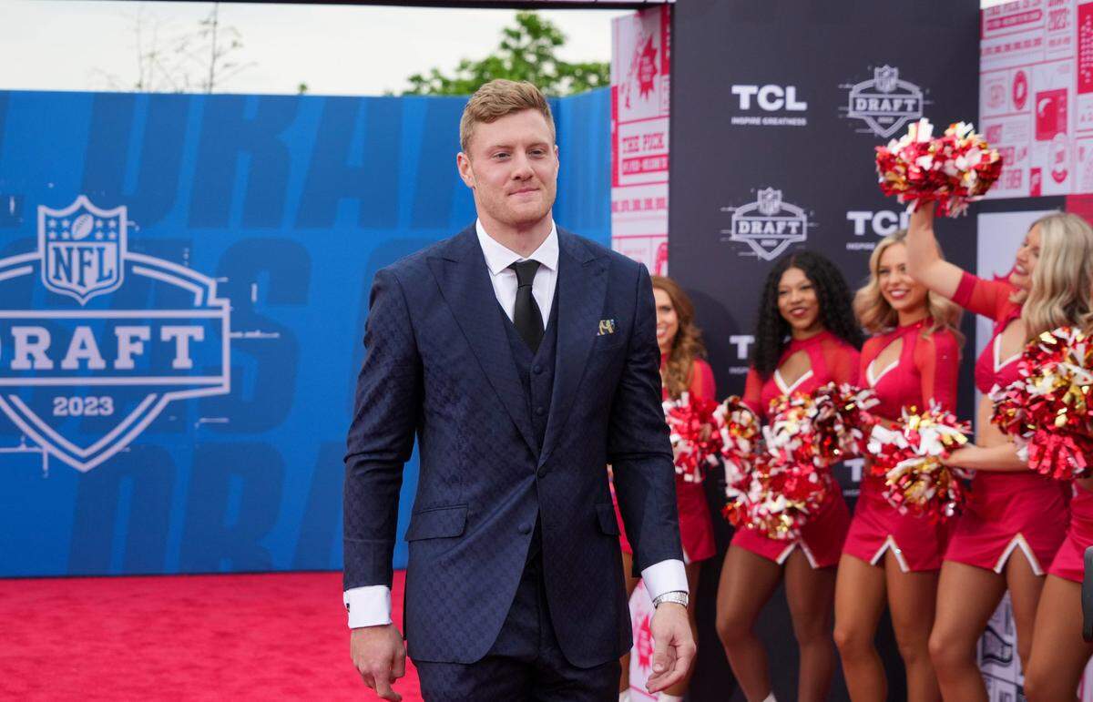Kentucky quarterback Will Levis walks the red carpet before the first round of the 2023 NFL Draft.