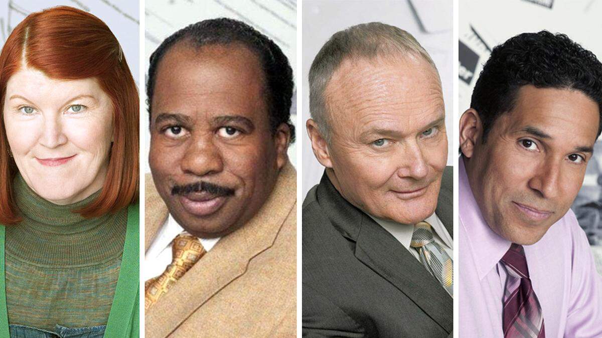 Actors from the NBC sitcom “The Office” from left to right, Kate Flannery (Meredith), Leslie David Baker (Stanley), Creed Bratton (Creed) and Oscar Nunez (Oscar).