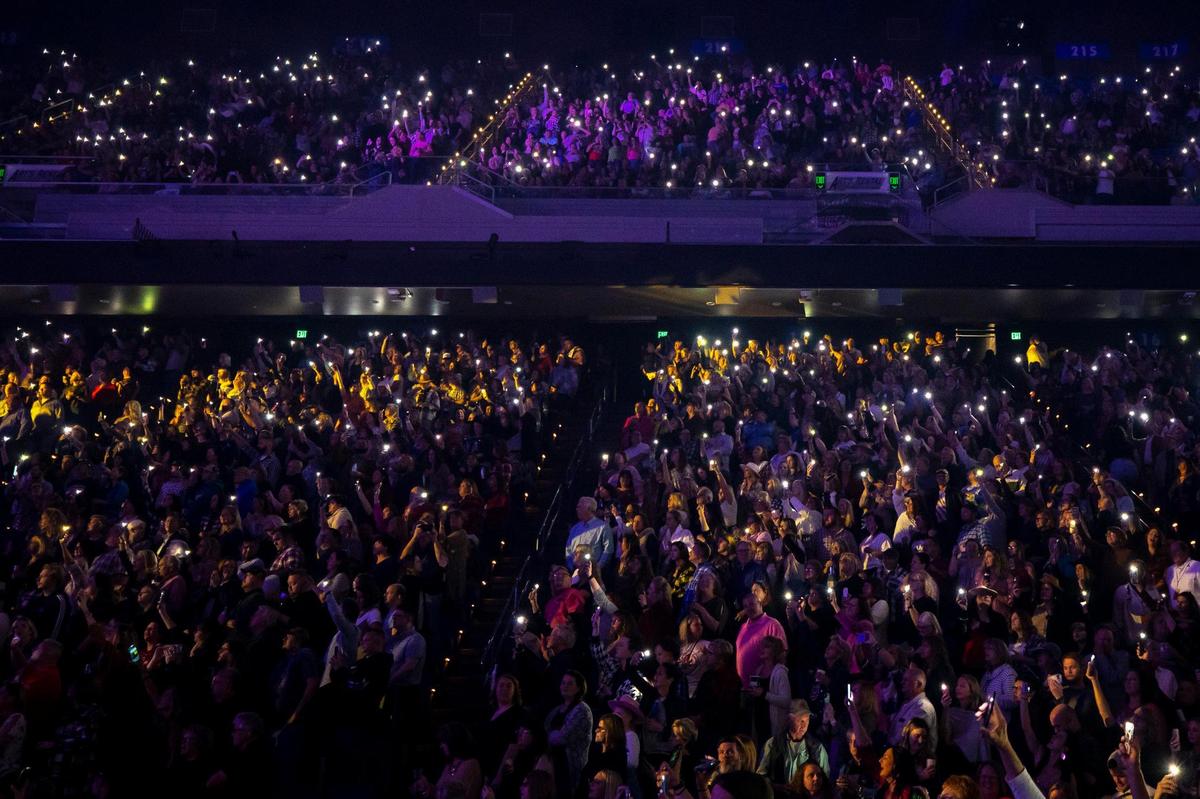 Fans watch as Wynonna Judd performs as The Judds: The Final Tour visits Rupp Arena in Lexington, Ky., on Saturday, Oct. 29, 2022.