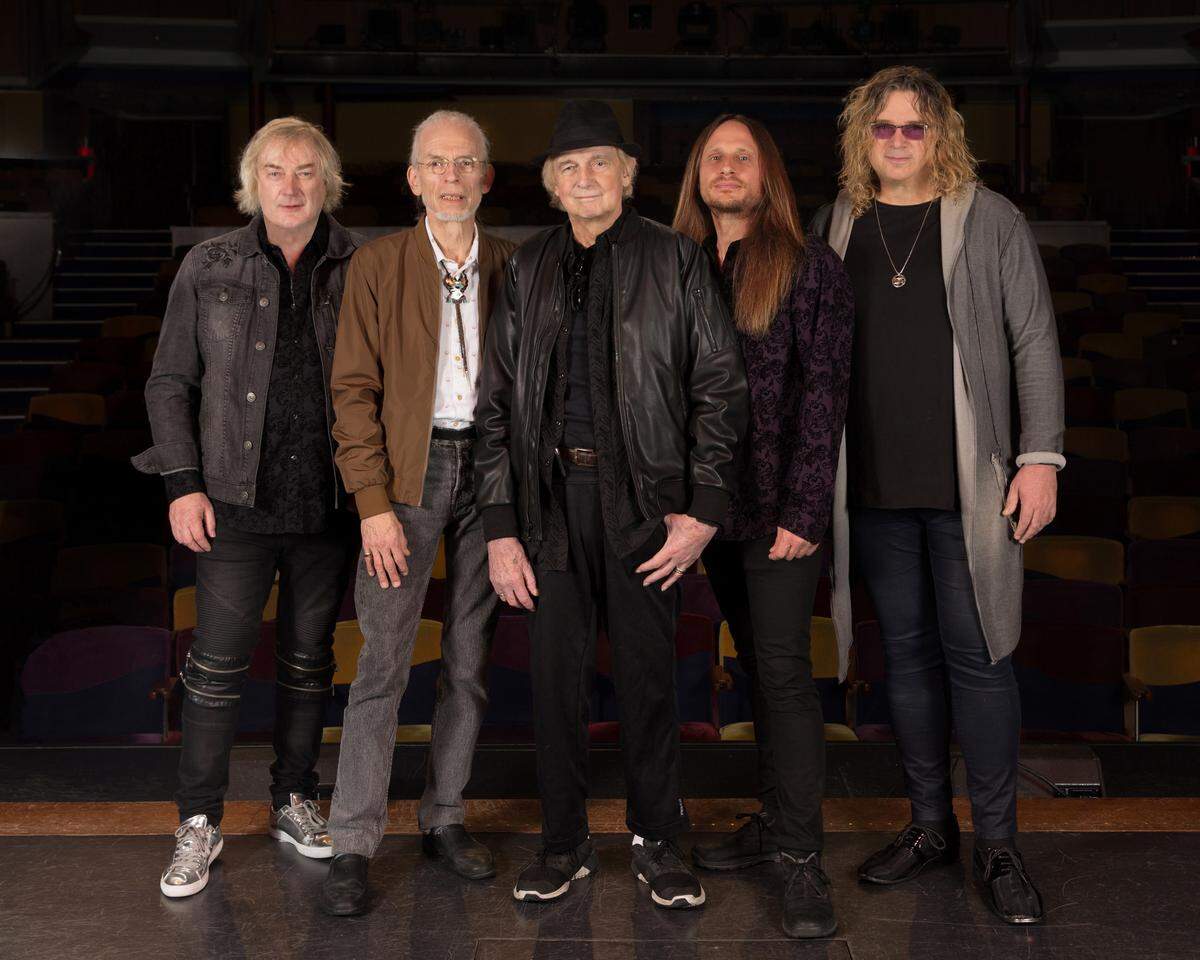 Yes — Geoff Downes, Steve Howe, Alan White, Jon Davison and Billy Sherwood — performs at Cincinnati's PNC Pavilion July 2.