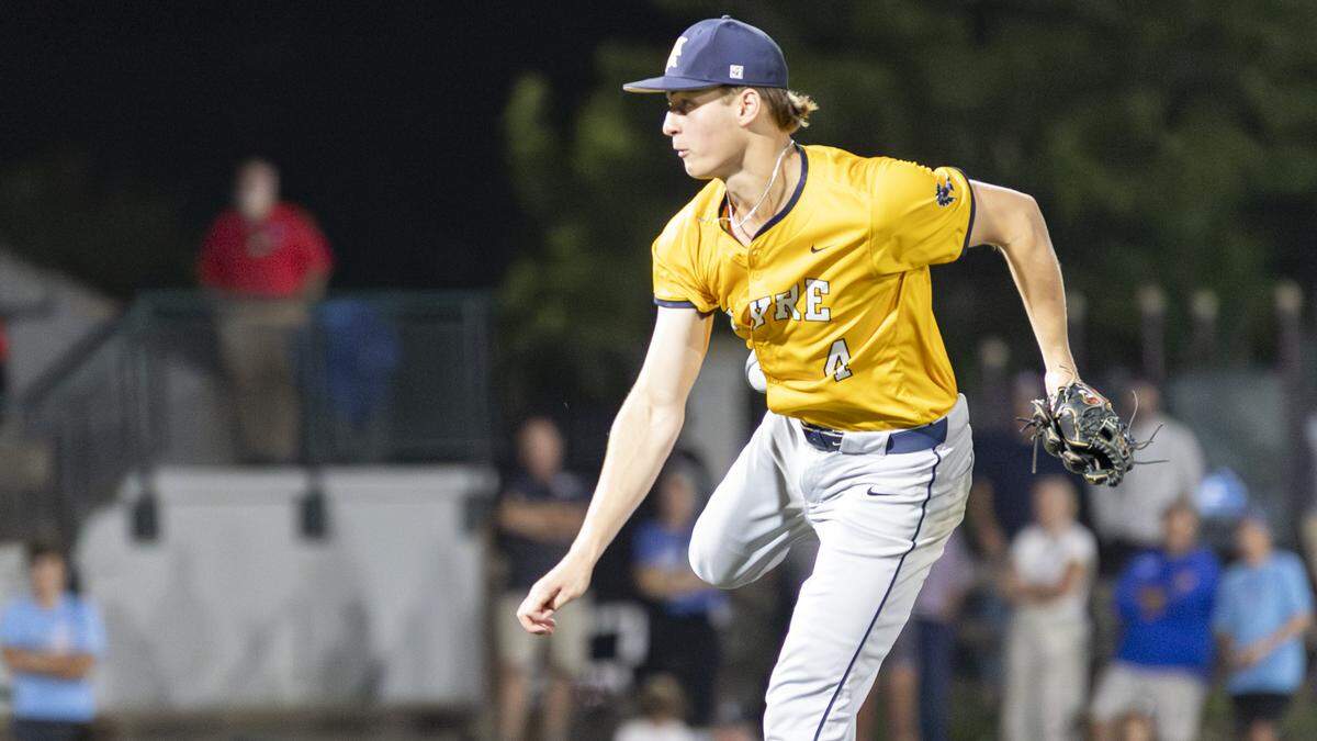 Sayre pitcher Banks Heinrich threw a complete game two-hitter against Lexington Catholic in the Spartans’ 2-1 win in the 11th Region Baseball Tournament quarterfinals on Monday at Legends Field.
