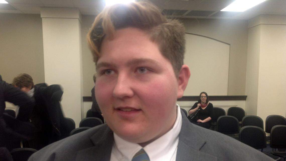 Henry Berg-Brousseau, a junior at Louisville Collegiate School who is a transgender student, urged a state Senate panel Thursday, Feb. 19, 2014 to vote against a bill that would require students to use restroom facilities of their biological sex.