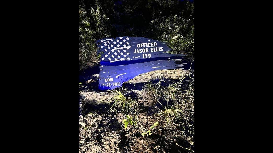 The memorial for murdered Bardstown Officer Jason Ellis was destroyed sometime last week. Police are searching for suspects. 