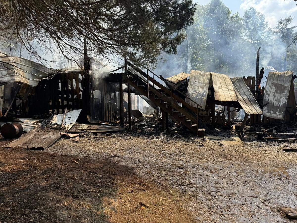 The lodge hall at Aldersgate Camp and Retreat Center was destroyed by a fire on Aug. 10, 2025.
