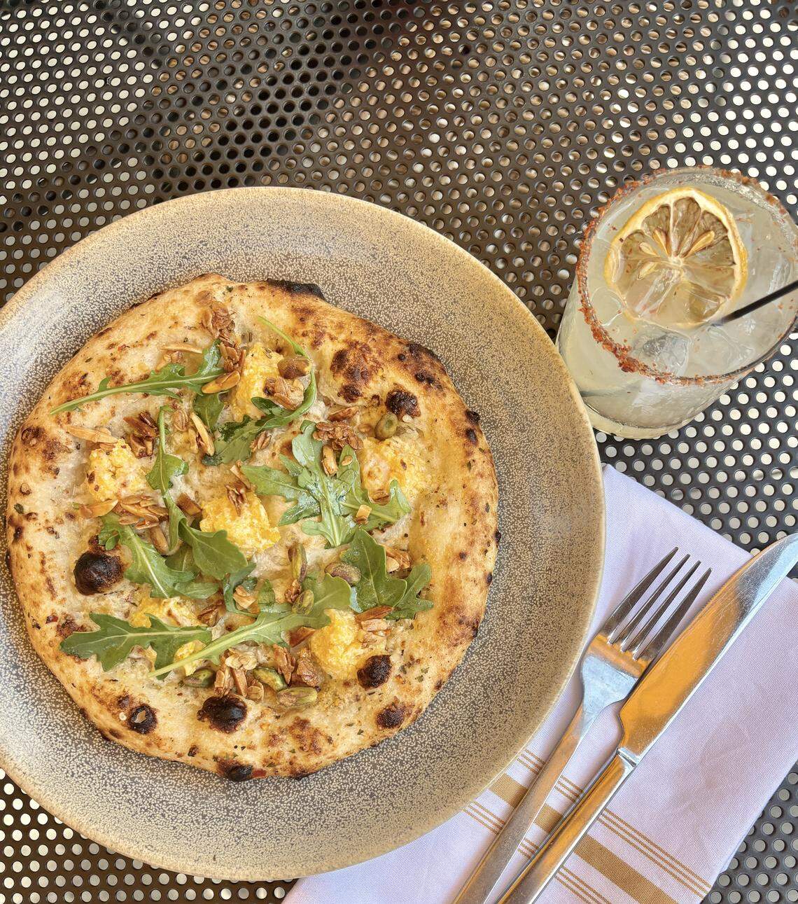 For Lexington Pizza Week, Crust will serve up this vegerterian pizza with butternut squash ricotta, truffle crema, candied pistachio, arugula.