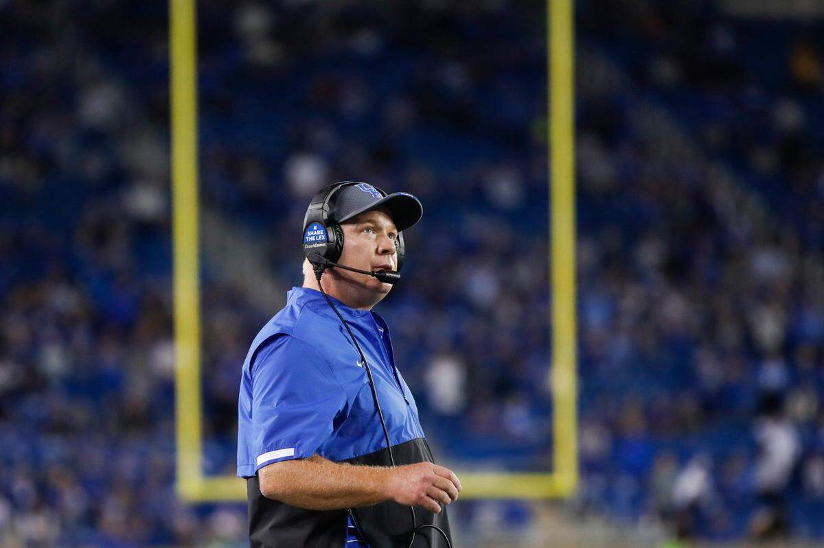 Kentucky Wildcats head coach Mark Stoops on the sidelines during the game with the Northern Illinois Huskies at Kroger Field in Lexington, Ky., Saturday, September 24, 2022.