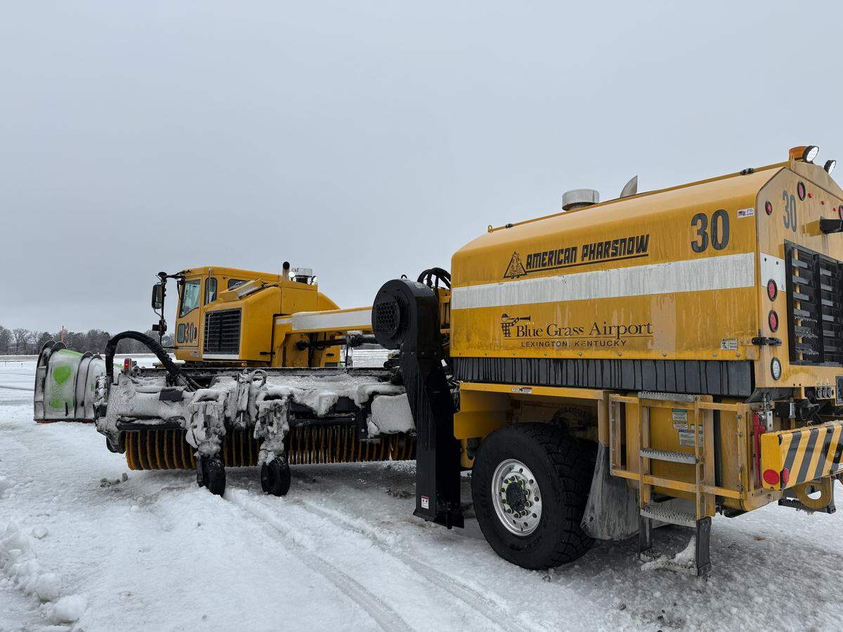 The Blue Grass Airport let voters decide the names of its three snowplows: Man O’ Plow, Snowbiscuit and American Pharsnow.