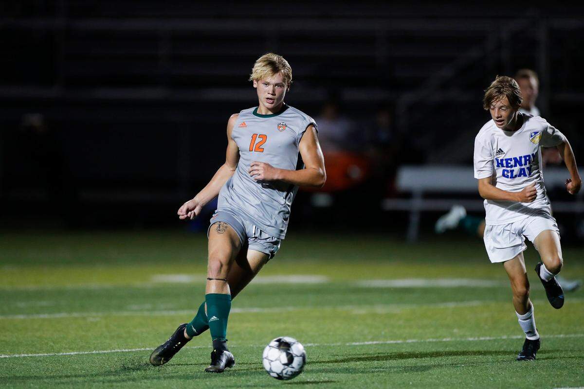Cooper Ranvier (12) enters the 2023 season closing in on the Frederick Douglass career record for goals scored.