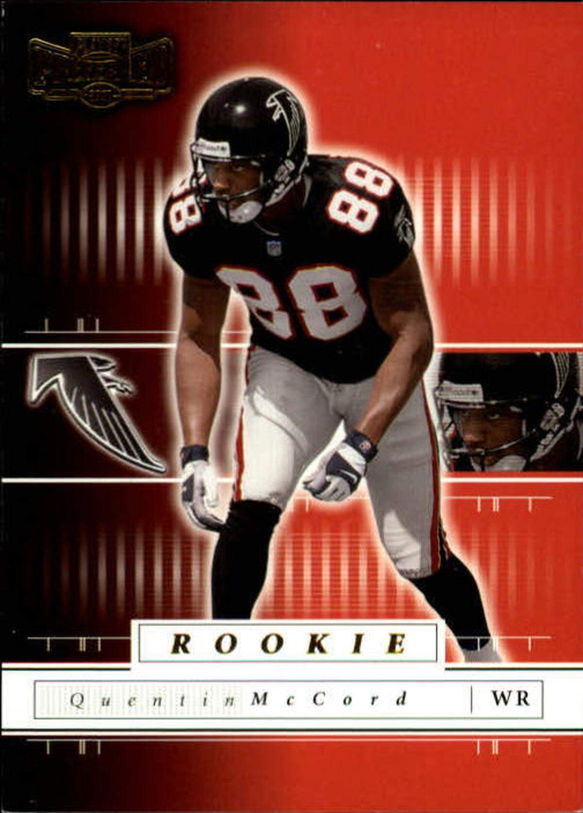 Quentin McCord, shown here on one of his NFL rookie cards, played three seasons with the Atlanta Falcons from 2001-03.