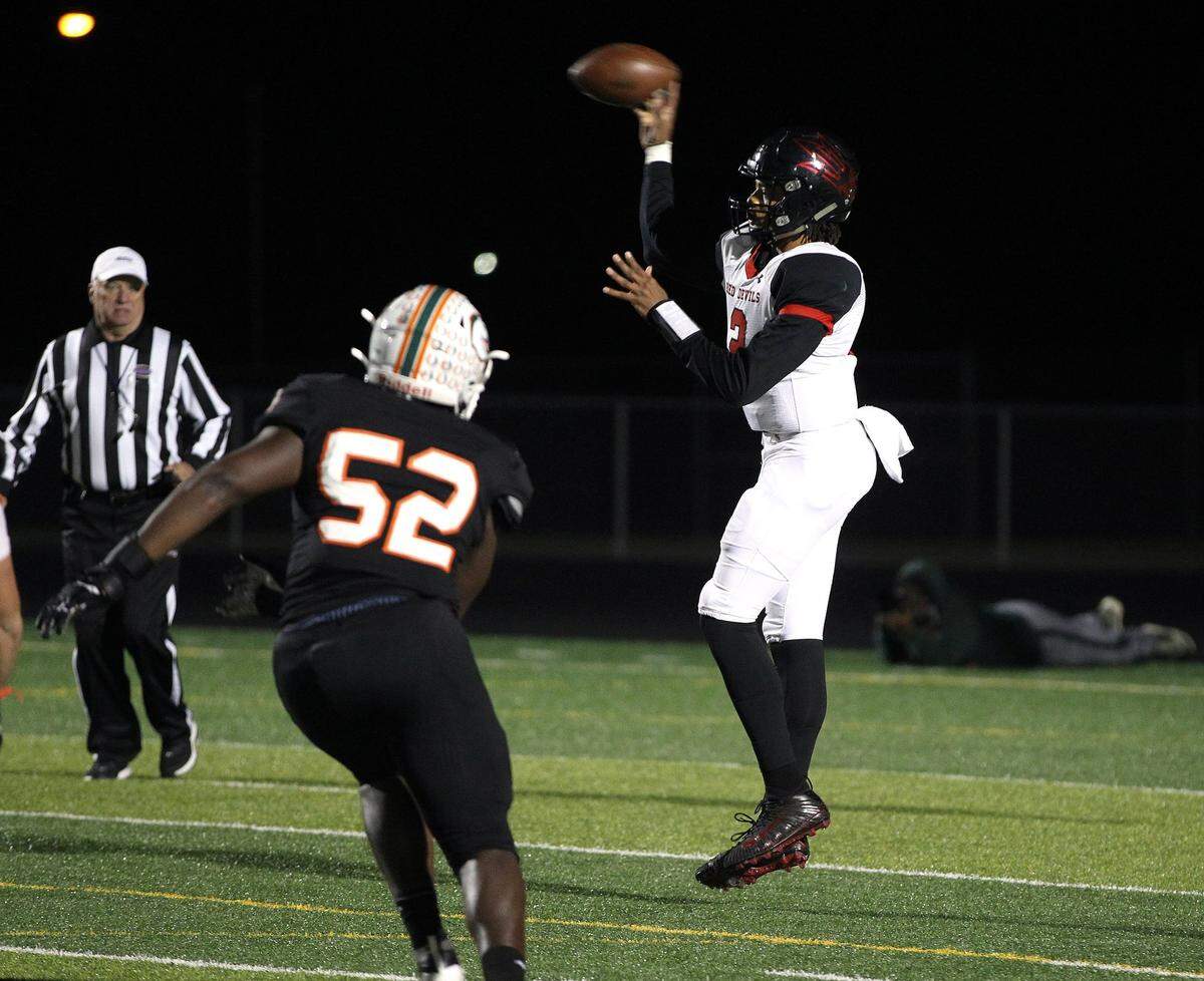 Owensboro quarterback Gavin Wimsatt threw for two touchdowns in the Red Devils’ 28-17 loss to Frederick Douglass in last season’s Class 5A playoffs semifinals. “I really think that (game) is when he started turning heads and opening some eyes of the college coaches,” Owensboro Coach Jay Fallin says.