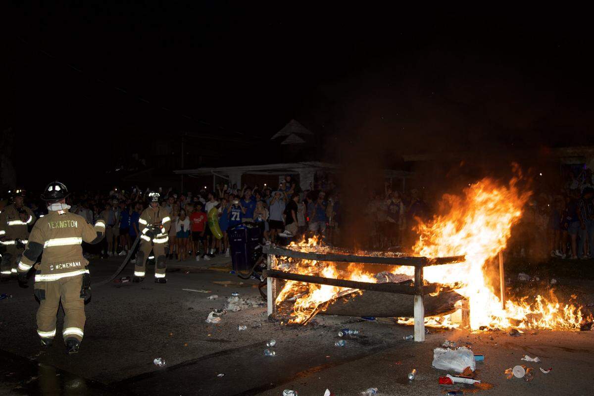 The fire department responded to several fires in the area of State Street and Crescent Avenue after Kentucky upset Florida Saturday, Oct. 2, 2021.
