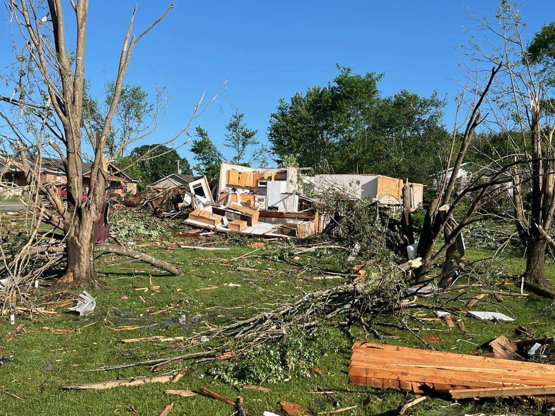 The Sunshine Hills neighborhood of Laurel County had significant damage from overnight storms and a potential tornado overnight May 17, 2025.
