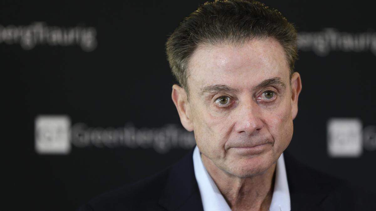 Former Louisville basketball coach Rick Pitino talks to reporters during a news conference in New York on Feb. 21. Pitino did a radio interview Wednesday on Louisville WKRD's "Ramsey and Rutherford" show discussing recruiting and the stripper scandal that led the NCAA to vacate Louisville's 2013 national title.