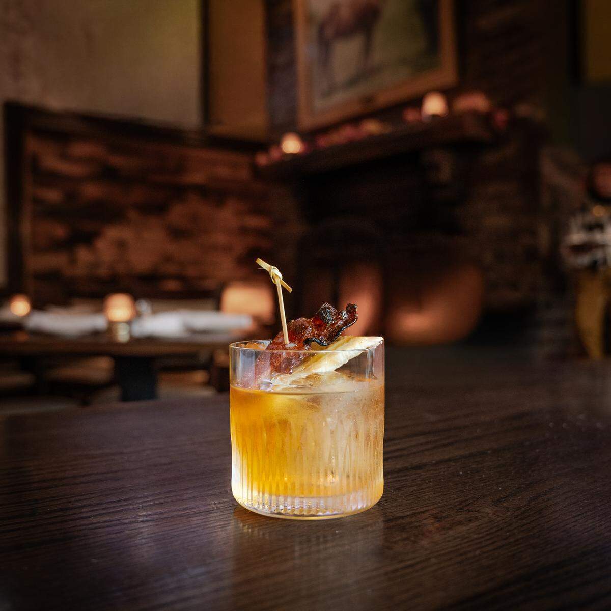 Merrick Inn will offer the Bespoken Breakfast Old Fashioned, garnished with candied bacon and a caramelized banana for Lexington Bourbon Week.