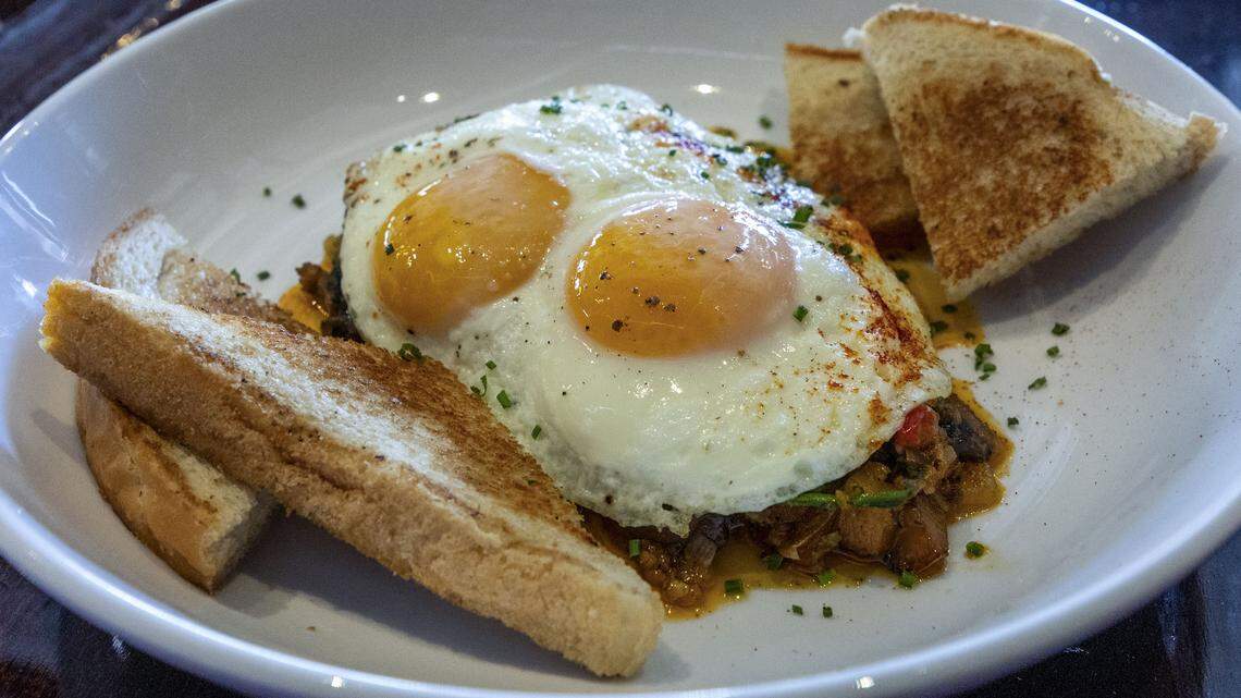 Chorizo hash ($19) at the Black Squirrel is prepared with house-made chorizo. 