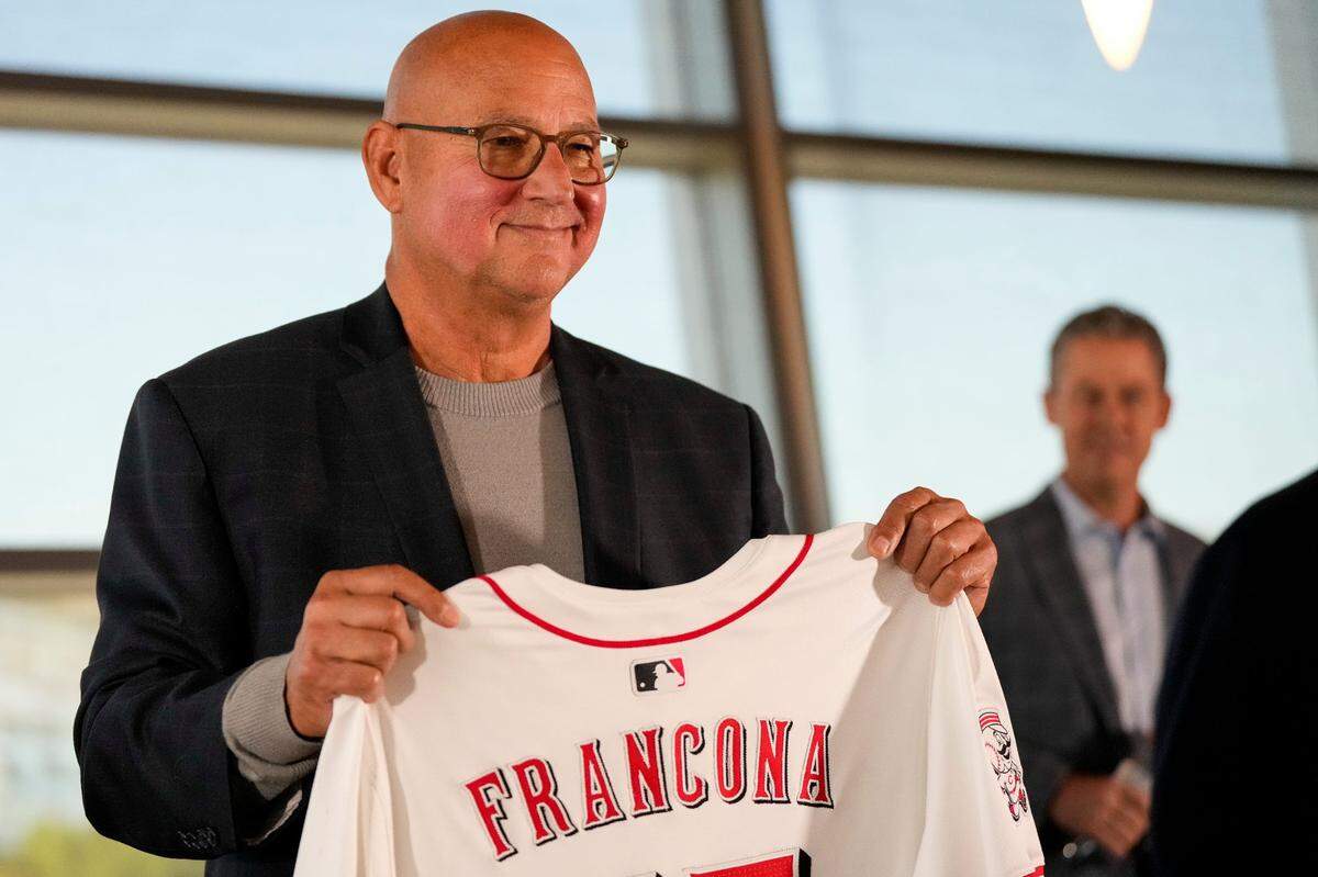The Reds introduced Terry Francona as their new manager on Oct. 7. Francona won the World Series with Boston in 2004 and 2007 and managed Cleveland to the 2016 World Series.