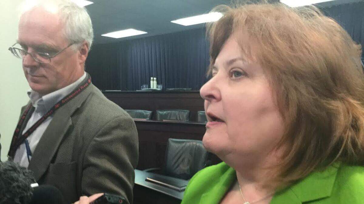 Kentucky House Minority Whip Joni Jenkins, D-Louisville, tells reporters Monday, June 24, 2019, that House Democrats think Gov. Matt Bevin lacks the required votes in the House to pass a pension-relief bill.