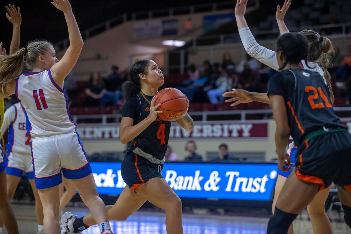 Niah Rhodes (4) scored 17 points to help lead Frederick Douglass to the 11th Region semifinal victory.