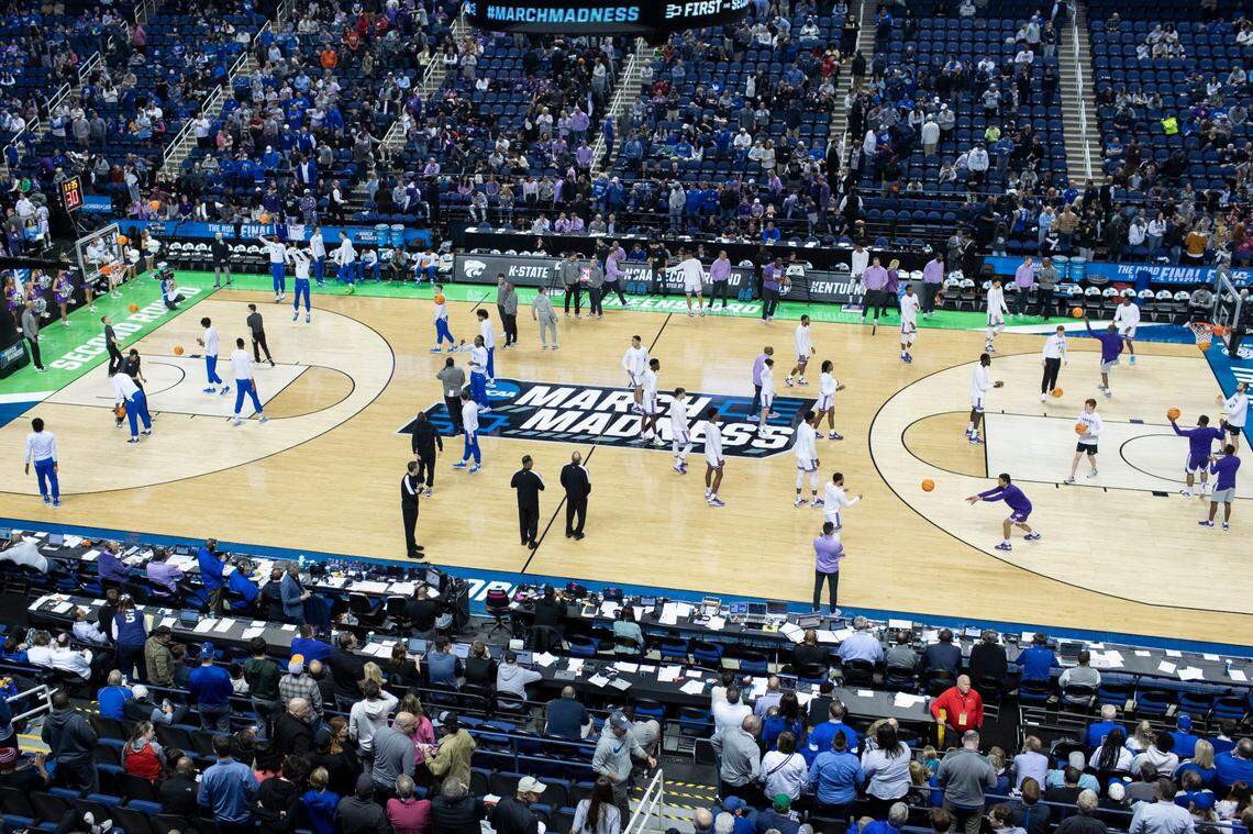 Kentucky played on this basketball court in the opening rounds in last year’s NCAA Tournament, which will be getting brand new courts for the opening round this week.