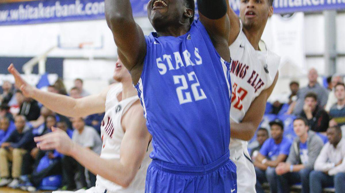UK target Udoka Azubuike, 22, drove to the hoop during the Nike EYBL event at KBA on Friday April 24, 2015.