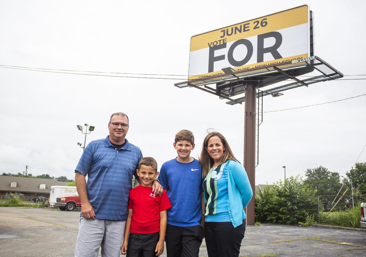 David and Karen Venis and two of their children, Tyler, 9, and Dylan, 12, live in Woodford County. The Venis' spent $1,000 on a billboard in support of the tax increase. David and Karen both graduated from Woodford and are concerned about their three children going to high school in the same building that they did. "Safety is very important to us," Karen Venis said.